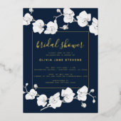 エレガントモダンクラシックブライダルシャワー 箔招待状 (正面)