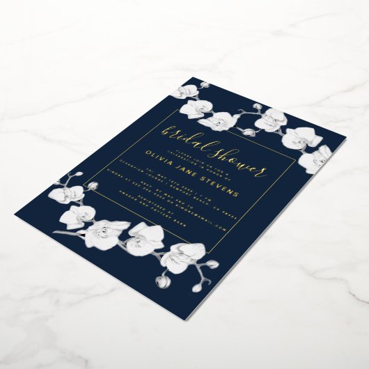 エレガントモダンクラシックブライダルシャワー 箔招待状 (回転した状態)