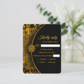 エレガントモダンクラシックブラックと金ゴールドRSVPカード 出欠カード (スタンド正面)