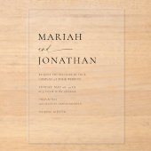 エレガントモダンクラシックミニマ結婚リスト アクリル招待状 (正面)