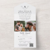 エレガントモダンクラシックモノグラム写真結婚s オールインワン招待状 (内側)