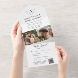 エレガントモダンクラシックモノグラム写真結婚s オールインワン招待状