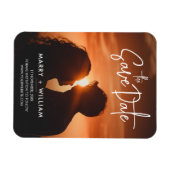 エレガントモダンクラシック写真の結婚式 マグネット (横)