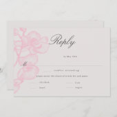 エレガントモダンクラシック結婚オーキッドの食事RSVP (正面/裏面)