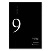 エレガントモダンクラシック結婚ブラックシートの座席表 テーブルナンバー (裏面)