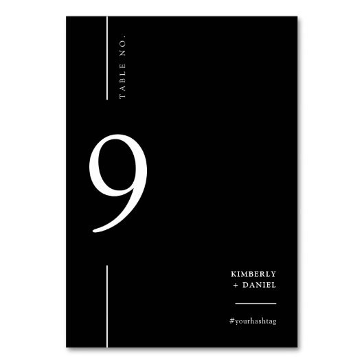 エレガントモダンクラシック結婚ブラックシートの座席表 テーブルナンバー (正面)