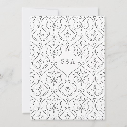 エレガントモダンクラシック結婚式の日付を保存 セーブザデート (裏面)