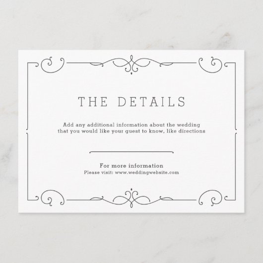エレガントモダンクラシック結婚詳細カード エンクロージャーカード (正面)