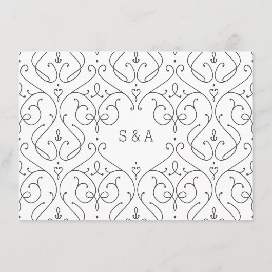 エレガントモダンクラシック結婚詳細カード エンクロージャーカード (裏面)