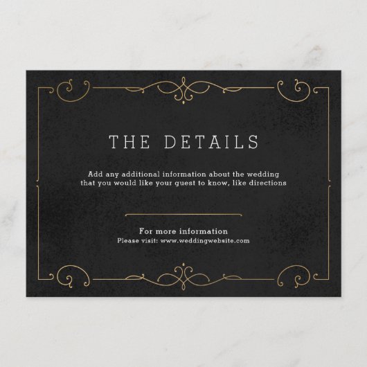 エレガントモダンクラシック結婚詳細カード エンクロージャーカード (正面)