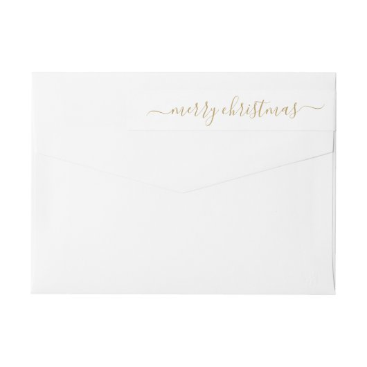 エレガントモダンクラシック金ゴールドメリー・クリスマススクリプト ラップアラウンドラベル (裏面)