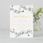 エレガントモダンクラシック金ゴールドランブライダルシャワー 箔招待状 (立ち正面)