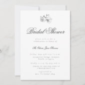 エレガントモダンクラシックBWアートフローラブライダルシャワー 招待状 (正面)