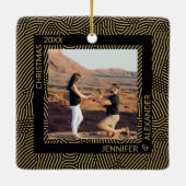 エレガントモダンクリスマスのカップル写真 セラミックオーナメント (裏面)
