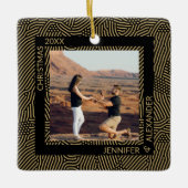 エレガントモダンクリスマスのカップル写真 セラミックオーナメント (正面)