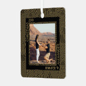 エレガントモダンクリスマスのカップル写真 メタルオーナメント (正面左)