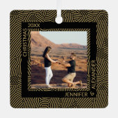 エレガントモダンクリスマスのカップル写真 メタルオーナメント (正面)