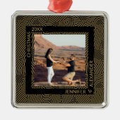 エレガントモダンクリスマスのカップル写真 メタルオーナメント (正面)