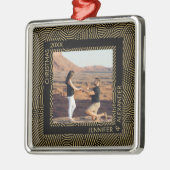 エレガントモダンクリスマスのカップル写真 メタルオーナメント (左)