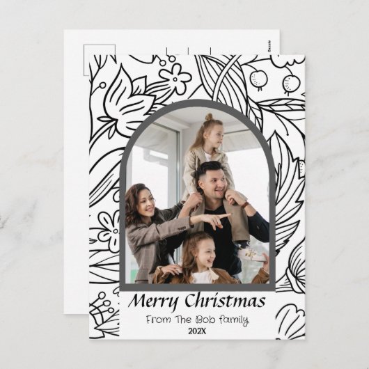 エレガントモダンクリスマスの台本の写真 シーズンポストカード (正面/裏面)