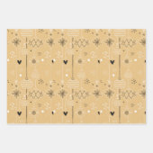 エレガントモダンクリスマスツリーパターン白黒 ラッピングペーパーシート (正面3)