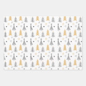 エレガントモダンクリスマスツリーパターン白黒 ラッピングペーパーシート (正面)