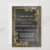 エレガントモダンクリスマスパーティー金ゴールドカスタムインビタ 招待状 (正面)