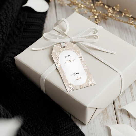 エレガントモダンクリスマス常緑樹&フローラ ギフトタグ