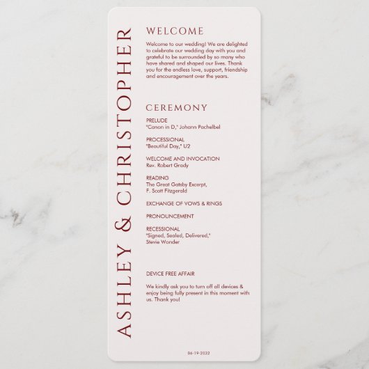 エレガントモダンクリムレッド結婚ズ プログラム (正面)