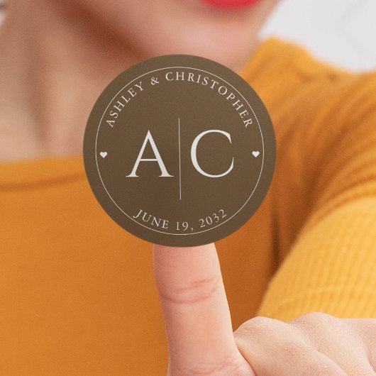 エレガントモダンクルミ結婚ブラウン ラウンドシール