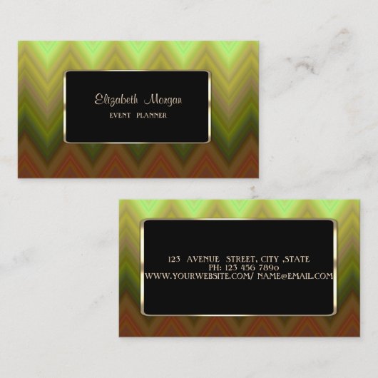 エレガントモダングラデーションZigg Chevron 名刺 (正面/裏面)