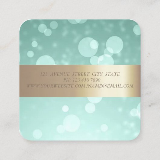 エレガントモダングラモフェイクルーズ，金ゴールド,《写真》ぼけ味，ドレス スクエア名刺 (裏面)