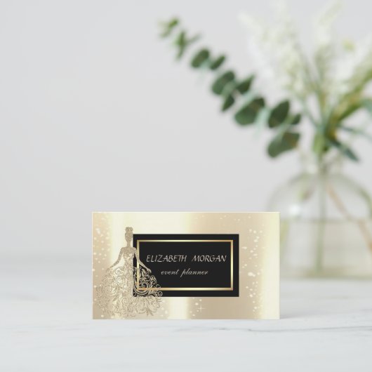 エレガントモダングラモルーズフェイク金ゴールド 名刺 (スタンド正面)