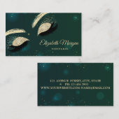 エレガントモダングリッターフェイクラッシュグリーン 名刺 (正面/裏面)