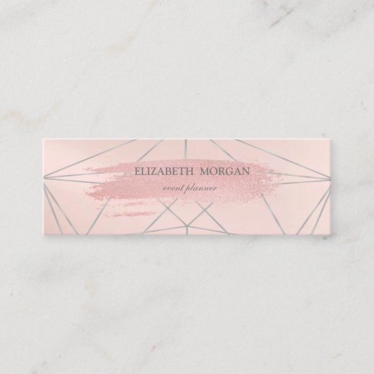 エレガントモダングリッターブラシストローク、ジオメトリック スキニー名刺 (正面)