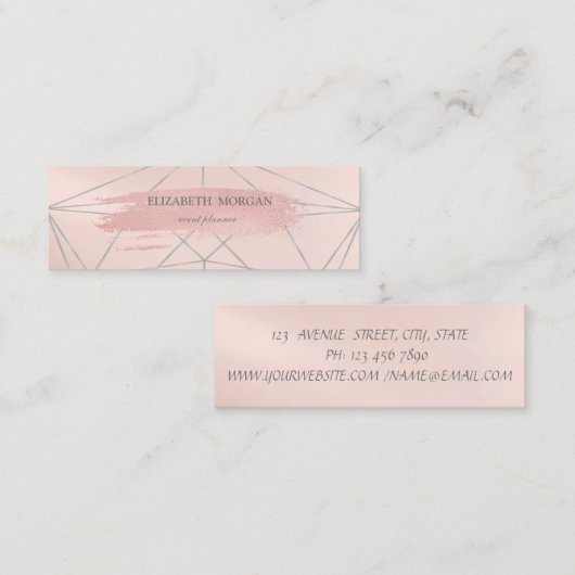 エレガントモダングリッターブラシストローク、ジオメトリック スキニー名刺 (正面/裏面)