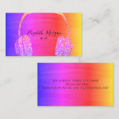 エレガントモダングリッターヘッドホンDJ カラフル 名刺 (正面/裏面)