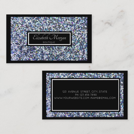 エレガントモダングリッター、きらめき、フレーム 名刺 (正面/裏面)