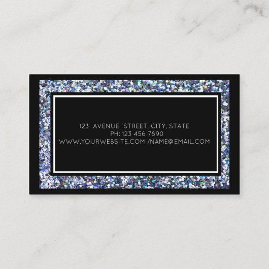 エレガントモダングリッター、きらめき、フレーム 名刺 (裏面)