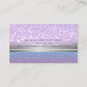 エレガントモダングリッター《写真》ぼけ味、銀ストライプ色の花 名刺 (裏面)