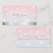 エレガントモダングリッター《写真》ぼけ味、銀 名刺 (正面/裏面)