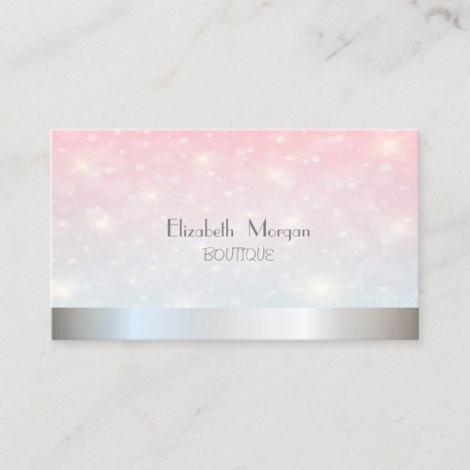 エレガントモダングリッター《写真》ぼけ味、銀 名刺 (正面)