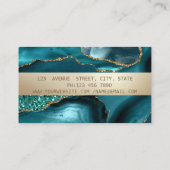 エレガントモダングリッター、金ゴールドフレームエメラルドグリーン 名刺 (裏面)