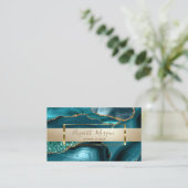 エレガントモダングリッター、金ゴールドフレームエメラルドグリーン 名刺 (スタンド正面)