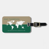 エレガントモダングリーンワールドマップ旅行 ラゲッジタグ (正面横)