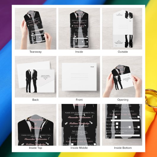 エレガントモダンゲイ結婚ズ オールインワン招待状