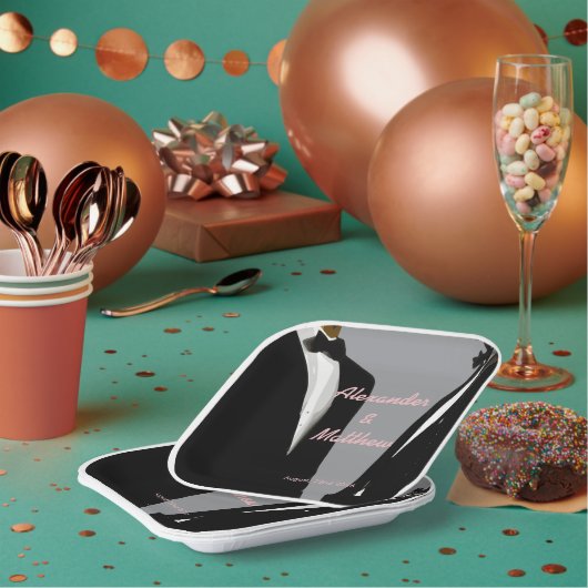 エレガントモダンゲイ結婚ズ ペーパープレート (複数)