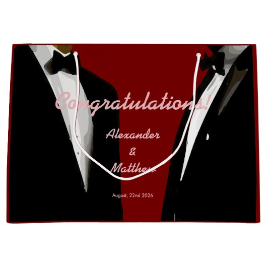 エレガントモダンゲイ結婚ズ ラージペーパーバッグ (正面)