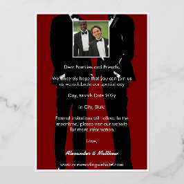 エレガントモダンゲイ結婚金ゴールド 箔招待状