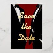 エレガントモダンゲイ結婚金ゴールド 箔招待状 (正面)